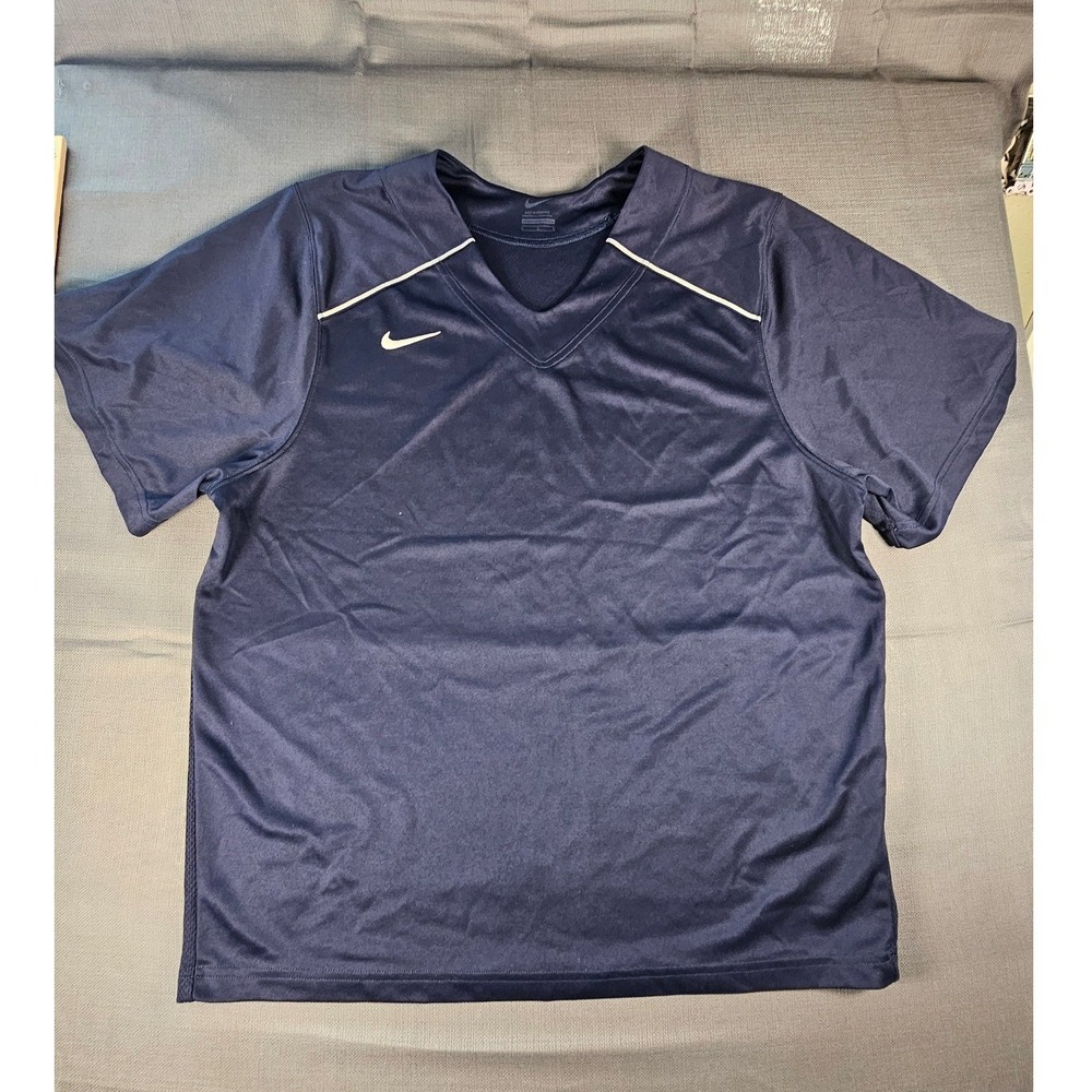 Nike Mens Navy Blue V-Neck Athletic Training T-Shirt 519541-420 Large